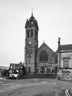 View of frontage including steeple from E