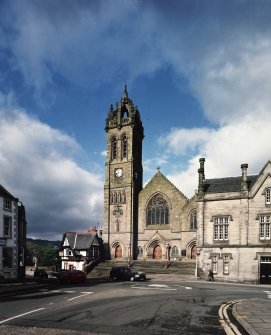 View of frontage including steeple from E