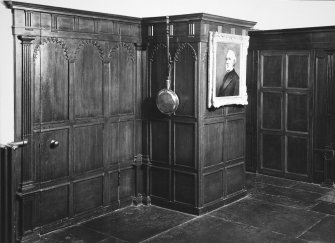 Interior.
Ground floor, hall, general view showing seventeenth century panelling.