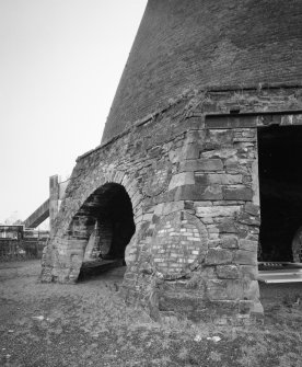 Detailed view of W side of octagonal base of North Cone