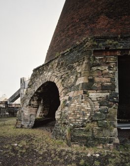 Detailed view of W side of octagonal base of North Cone