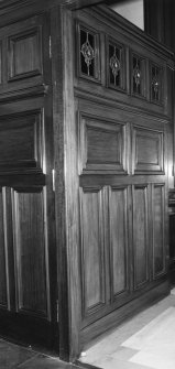 Interior.
Detail of mahogany panelling in Directors' toilet on first floor.