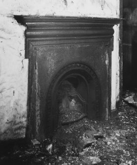 Interior.
Detail of fireplace in NW apartment on first floor.