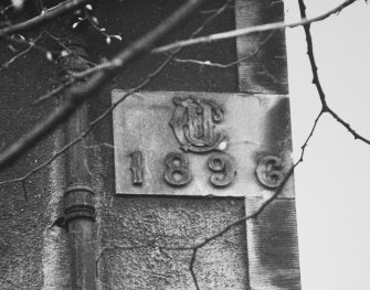 View of date stone, reading '1896'.