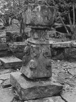 View of cubical dial head sundial, Callendar House.