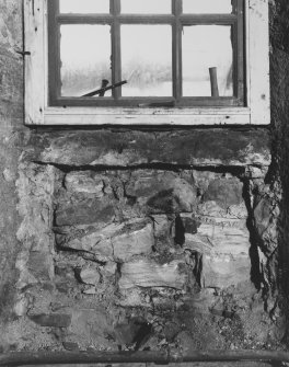 Interior.
View of blocked up embrasure in S wall of central apartment on ground floor.
