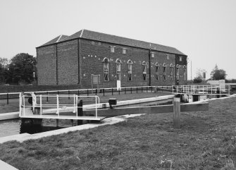 View of warehouses and lock gates from south