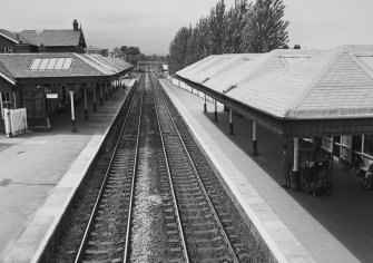 General view of platforms from footbridge from E.