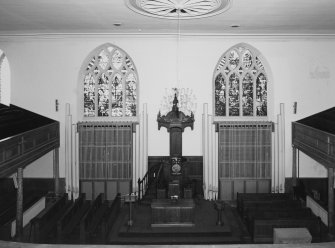 Interior. View from S gallery towards pulpit