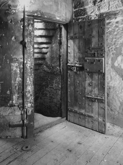 Interior.
Detail of third floor cell door.