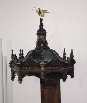 Interior, Detail of pulpit canopy with gilded dove