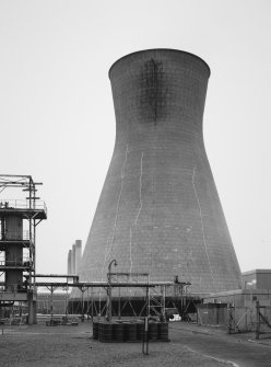View of concrete cooling tower.