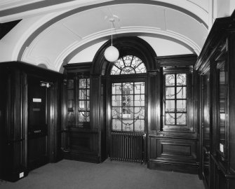 View of stair hall from W