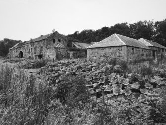 General view of mill and adjacent byre from E.