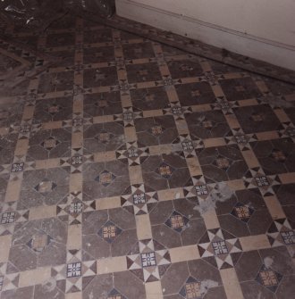 Interior.
Ground floor, entrance hall, detail of floor tiles.