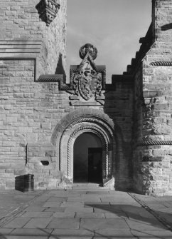View of main entrance with armorial above