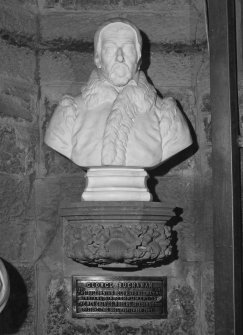 Interior. 2nd. floor, exhibition room, detail of bust of George Buchanan
