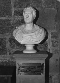 Interior. 2nd. floor, exhibition room, detail of bust of Sir David Brewster