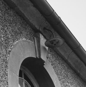 Detail of SE elevation central window keystone with 1757 date.