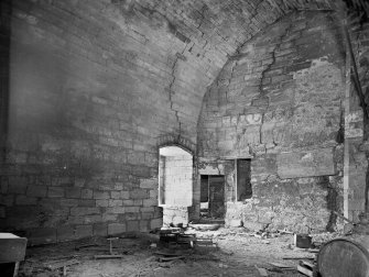 Interior view of Elphinstone Tower showing first floor room towards alcove on S side.