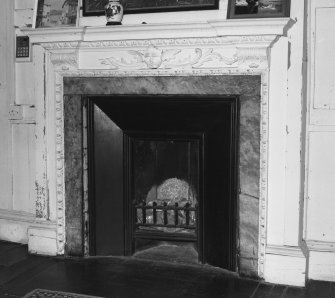Interior.
First floor, bedroom, detail of fireplace.