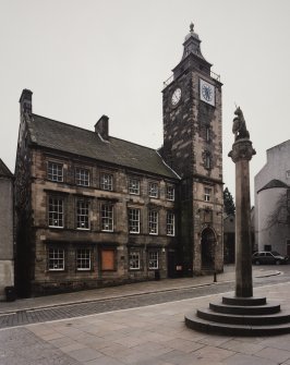 View from South East showing steeple, main front and mercat cross