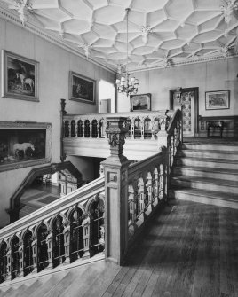 Interior.
View of top of timber stair and landing.