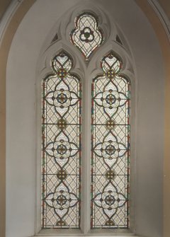 Detail of stained glass window in NW corner.