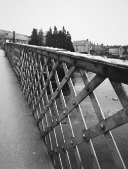 Detail of latticed steel railings of bridge