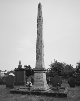 View of obelisk in churchyard from WSW.