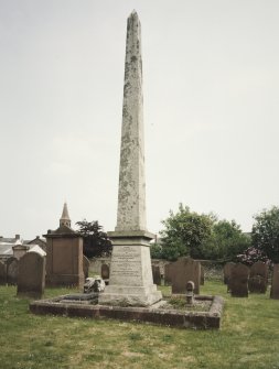 View of obelisk in churchyard from WSW.