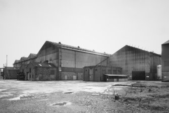 View from NE of NE end of main block of fabrication bays (L to R, Bays 6 [Maintenance Dep't], 5 [Machining and General Stores], 4 [Light Fabrication and Engineering], 3 [Heavy Fabrication] and 2 [Flexible Fabrication]