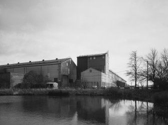 General view from NW of SW end of main block of fabrication bays (L to R, Bay 2 [Flexible Fabrication], 3 [Heavy Fabrication], 4 [Light Fabrication & Engineering] and 5 [Machining & General Stores], with Bay 7 [Heavy Fabrication Finishing and Testing] far right)