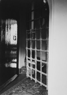 Detail of iron yett over door.