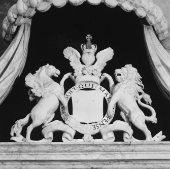 Interior.
Queensberry Monument, detail of coat of arms.