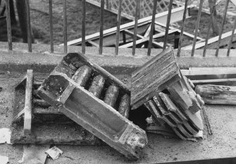 View of old parts of footbridge from top of columns.