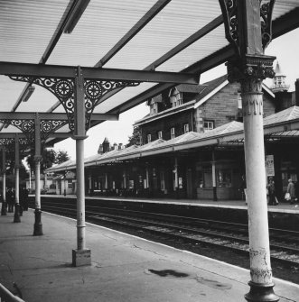 View of ironwork canopy supports on E platform.