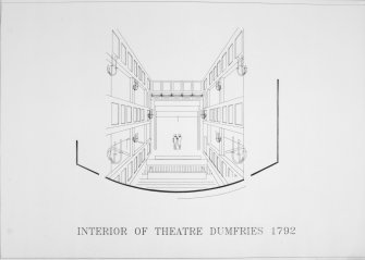 Photographic copy of plan, 'Interior of Theatre Dumfries 1792' by Colin Morton
