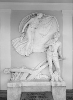 Interior. View of marble relief of Burns