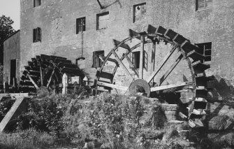 View of waterwheels from S.