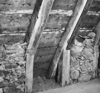 Detail of collar rafter roof over stair.