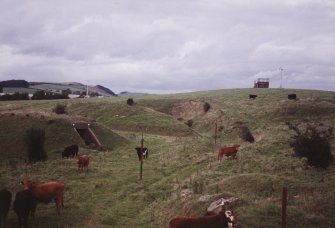 View.  SW end of site, magazines, course of internal tramway and observation post.