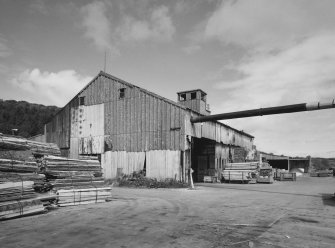 View from SE showing sawmill/boathouse with asbestos cladding.