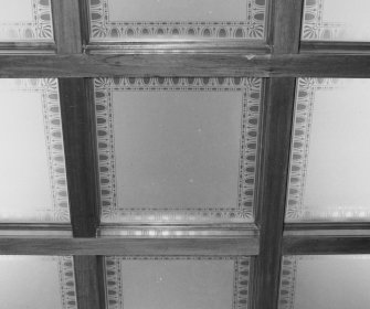 Interior, detail gallery ceiling showig etched glass lay-light