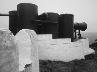 View of foghorn and air receivers from E.