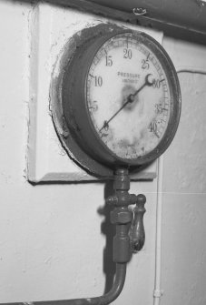 Interior.
Foghorn house, detail of pressure gauge.