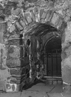 Tower, first floor, detail of former entrance embrasure.