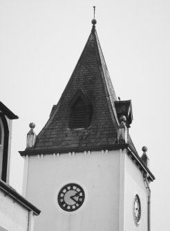 Detail of steeple from NW.