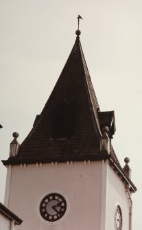 Detail of steeple from NW.