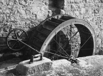 Detail of threshing barn waterwheel.
